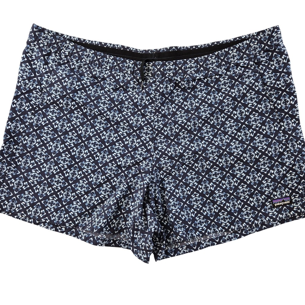 Patagonia Navy and Light Blue Geometric Swim Shorts